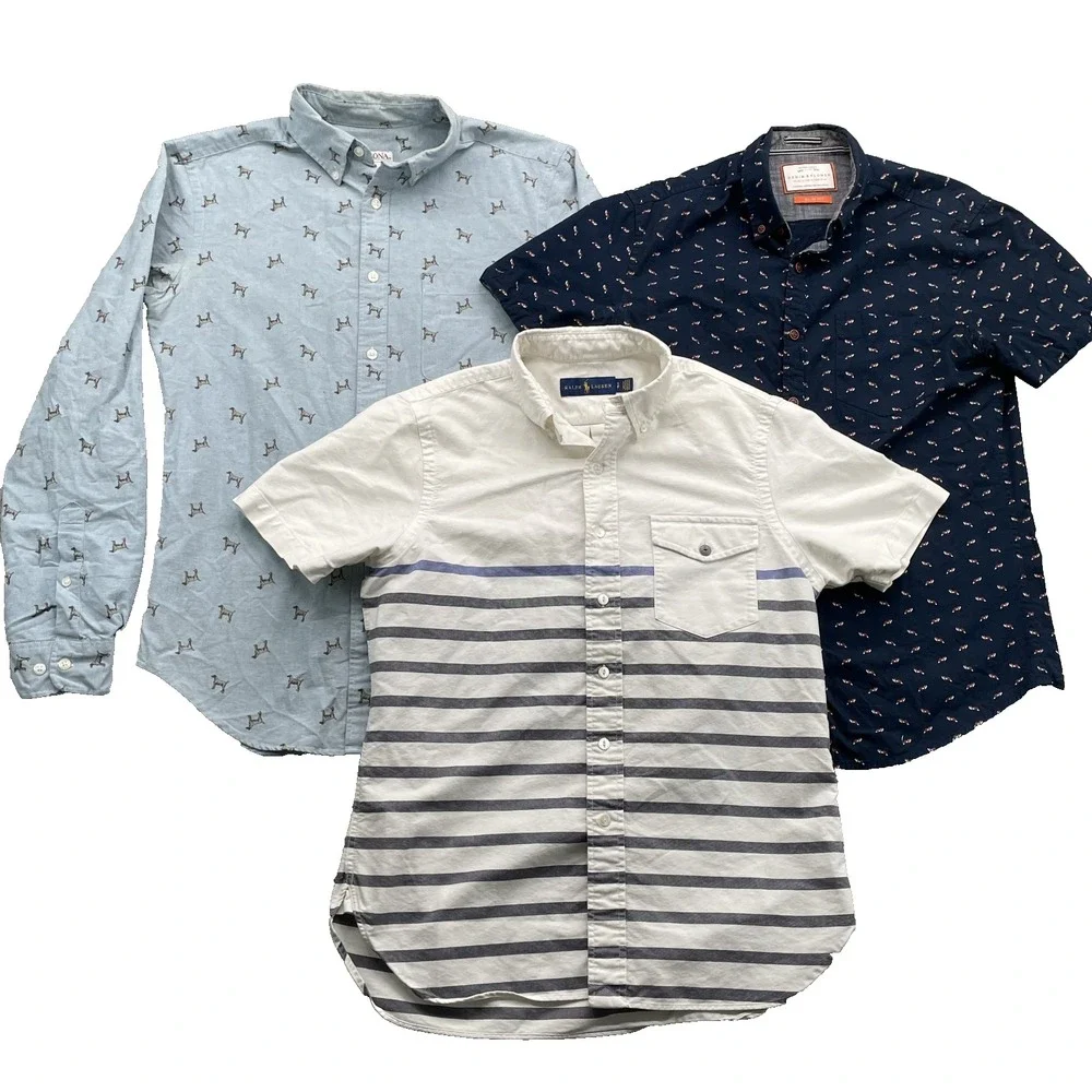 Ralph Lauren Denim & Flower Shirt Mens Lot 2 Small Casual Office Preppy Academia